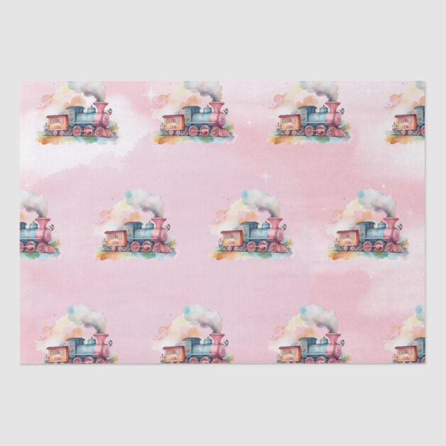 Train Engine Girl Birthday  Tissue Paper (Front)