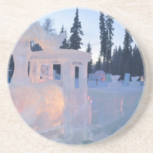 train engine Ice sculpture winter frozen snow art Coaster