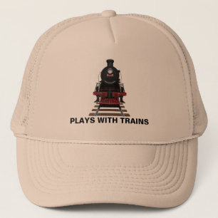 Train Engine Plays With Trains or Customise Text Trucker Hat