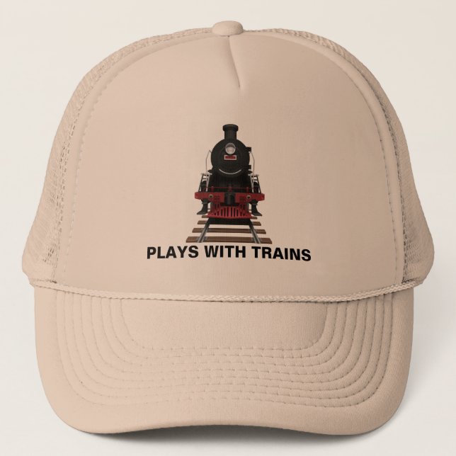 Train Engine Plays With Trains or Customise Text Trucker Hat (Front)
