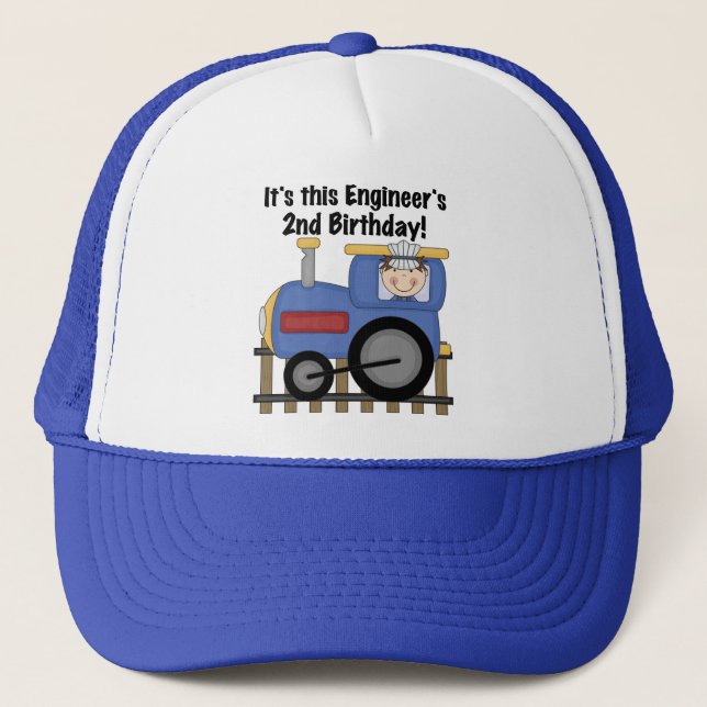 Train Engineer 2nd Birthday Tshirts and Gifts Trucker Hat (Front)