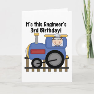 Train Engineer 3rd Birthday Tshirts and Gifts Card