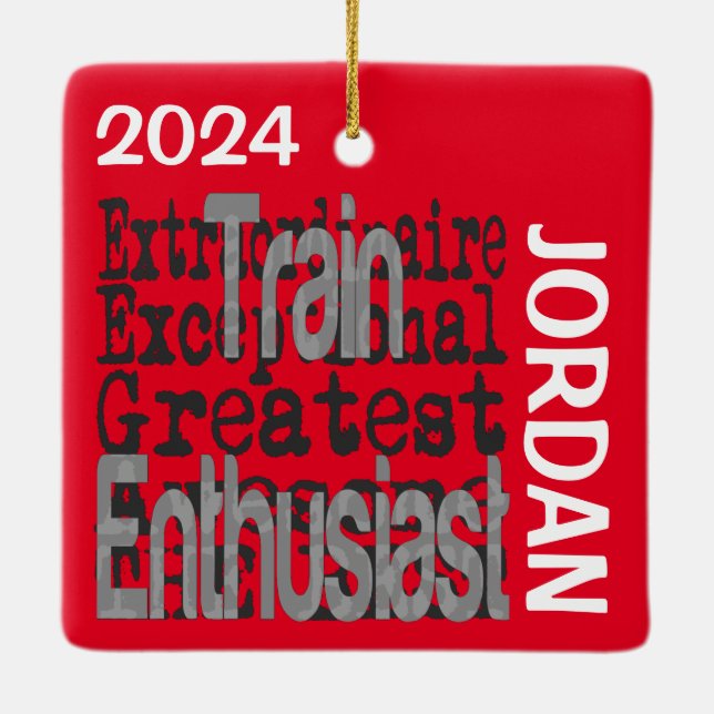 Train Enthusiast Extraordinaire CUSTOM Ceramic Ornament (Back)