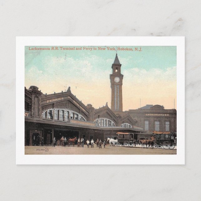 Train & Ferry Terminal, Hoboken, NJ 1912 Vintage Postcard (Front)