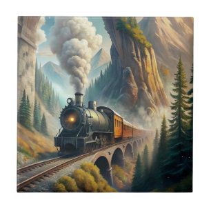 Train Fleece Blanket Ceramic Tile