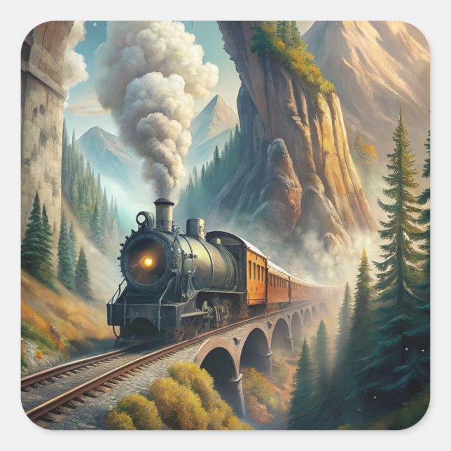 Train Fleece Blanket Square Sticker (Front)