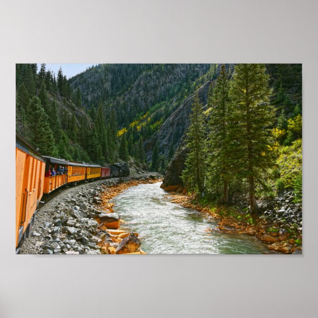 Train Following the Animas River, Colorado Poster (Front)