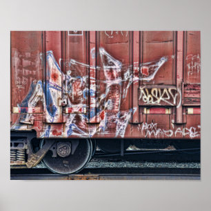 Train Graffiti Grunge Colourful Urban Street Art Poster