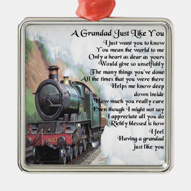 Train - Grandad Poem Metal Tree Decoration (Front)