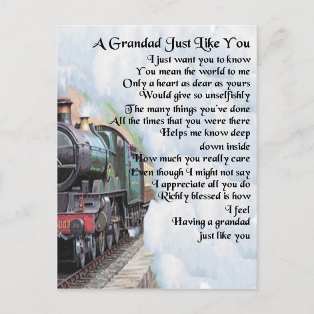 Train - Grandad Poem Postcard (Front)