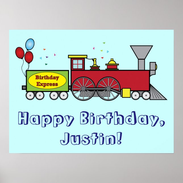 Train Happy Birthday Poster Name Customisable (Front)