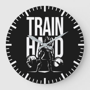 Train Hard - Anime Gym Workout Fitness Motivation Large Clock
