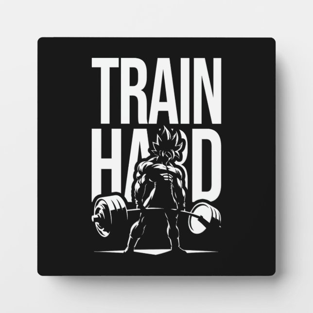 Train Hard - Anime Gym Workout Fitness Motivation Plaque (Front)