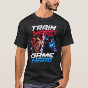 Train Hard Game Hard: High-Contrast Dynamic Split T-Shirt