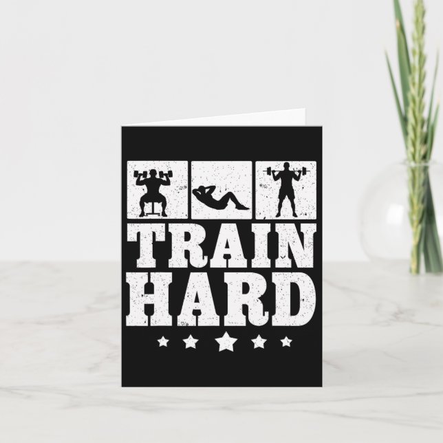 Train Hard Graphic Gym Fitness Training Weight Tra Card (Front)