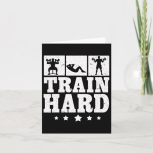 Train Hard Graphic Gym Fitness Training Weight Tra Card
