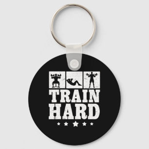 Train Hard Graphic Gym Fitness Training Weight Tra Key Ring