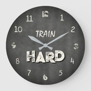 Train Hard Industrial Gym Large Clock