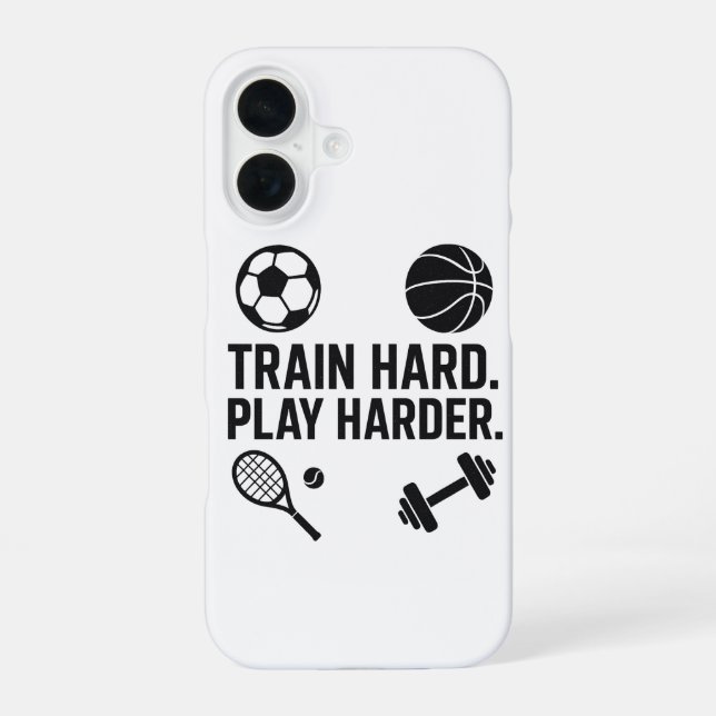  Train Hard Play Harder Wallpaper iPhone 16 Case (Back)