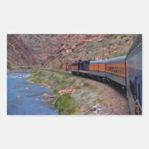 Train in Canyon Background Rectangle Sticker