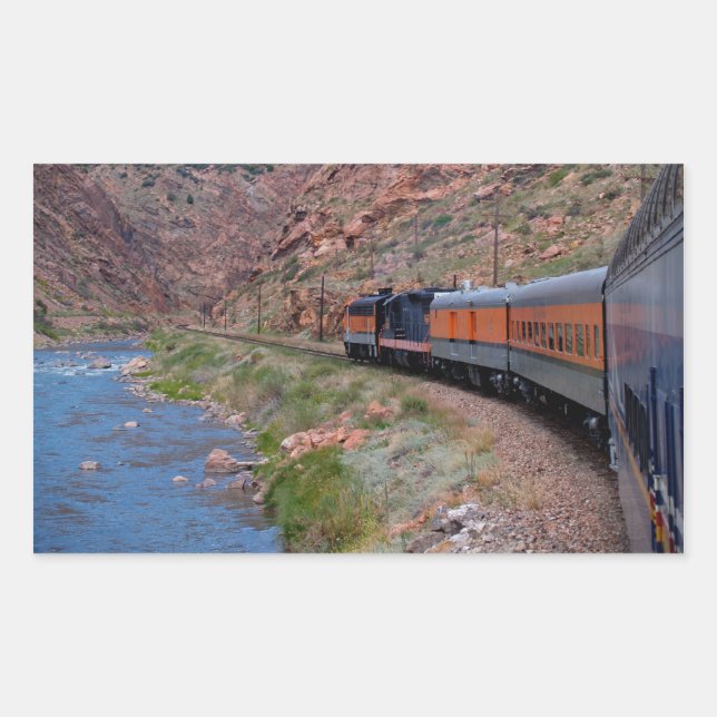 Train in Canyon Background Rectangle Sticker (Front)