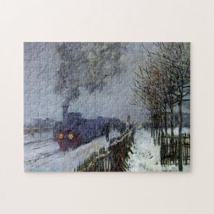 Train in Snow Monet Fine Art Jigsaw Puzzle