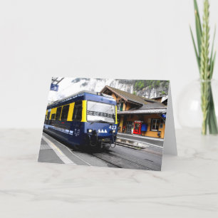 Train in the Swiss alps Holiday Card