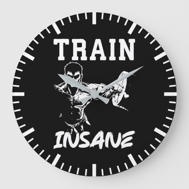 Train Insane - Anime Bodybuilding Gym Workout Large Clock (Front)
