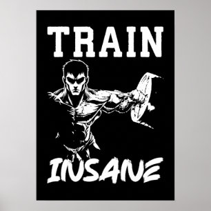 Train Insane - Anime Bodybuilding Gym Workout Poster
