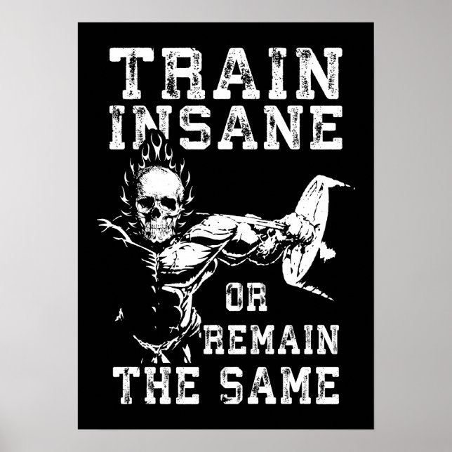 Train Insane - Gym Workout Motivational Poster (Front)