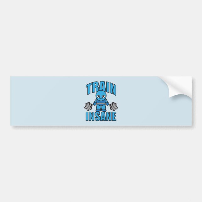 TRAIN INSANE Kawaii Weightlifter Deadlift Workout Bumper Sticker (Front)