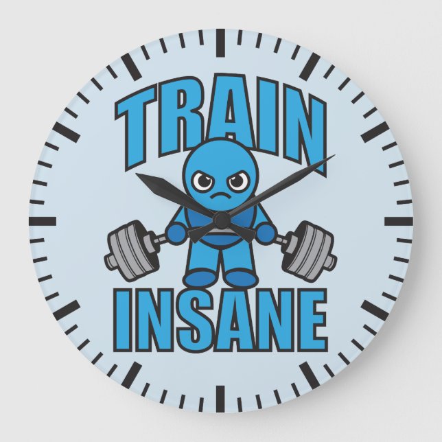 TRAIN INSANE Kawaii Weightlifter Deadlift Workout Large Clock (Front)