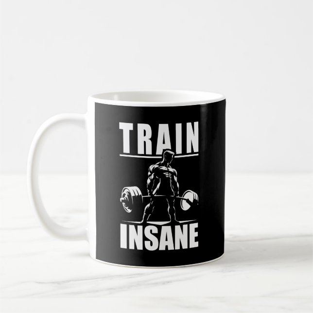 Train Insane - Motivational Gym, Workout Fitness Coffee Mug (Left)