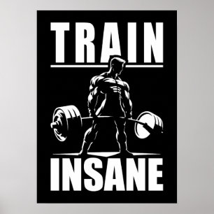 Train Insane - Motivational Gym, Workout Fitness Poster
