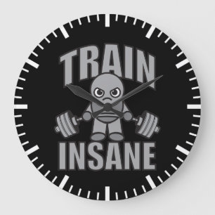 TRAIN INSANE - Workout Cartoon Anime Motivational Large Clock