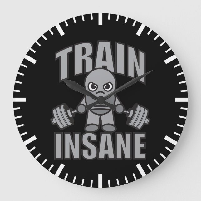 TRAIN INSANE - Workout Cartoon Anime Motivational Large Clock (Front)