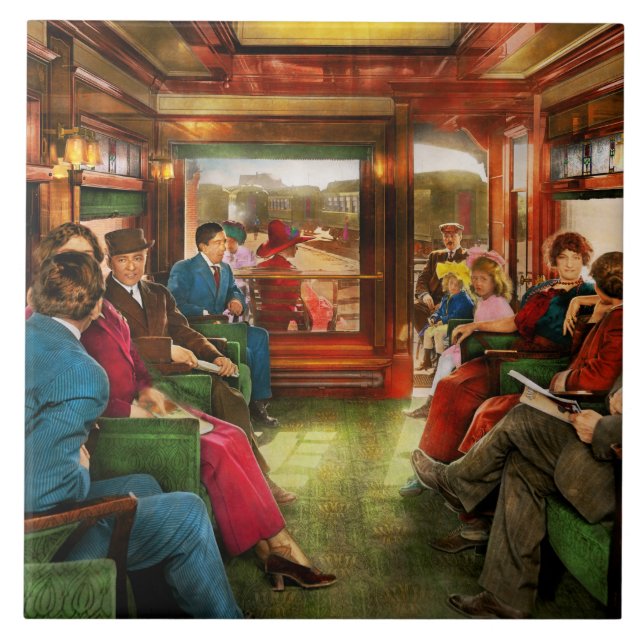 Train - Inside - The observation car 1915 Ceramic Tile (Front)