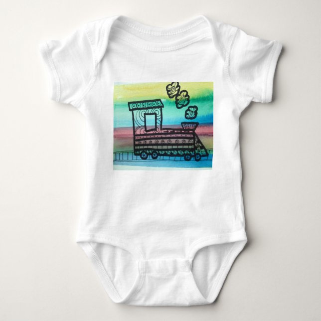 Train jersey baby bodysuit (Front)
