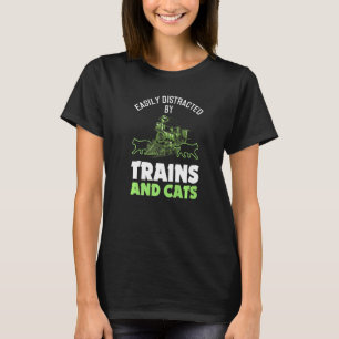 Train Joke Cat Model Railroading Model Train T-Shirt