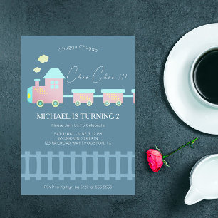 Train Kids 2nd Birthday Invitation
