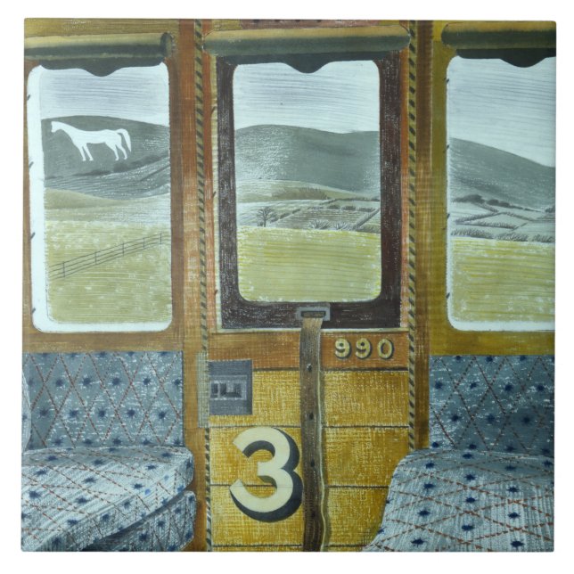 Train Landscape (by Eric Ravilious) Ceramic Tile (Front)