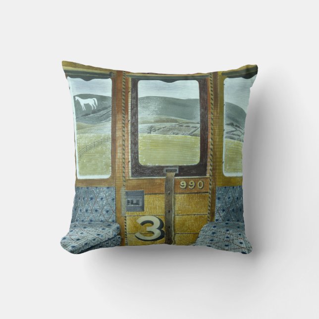 Train Landscape (by Eric Ravilious) Cushion (Front)
