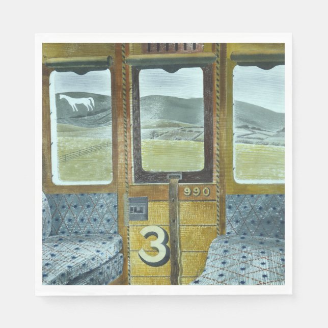 Train Landscape (by Eric Ravilious) Napkin (Front)