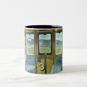 Train Landscape (by Eric Ravilious) Two-Tone Coffee Mug