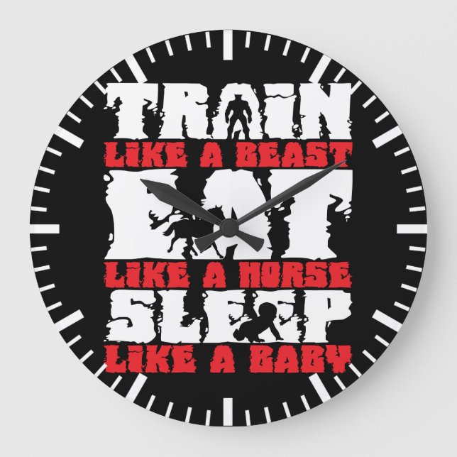 Train Like A Beast - Gym and Fitness Motivation Large Clock (Front)