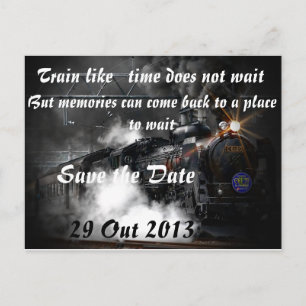 Train like   time does not wait announcement postcard