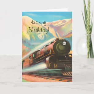 Train Locomotive Happy Birthday Card
