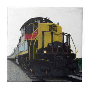 Train Locomotive on Railroad Tracks Tile