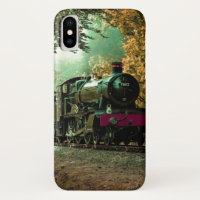 Train Locomotive Retro Vintage Fall Leaves