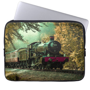 Train Locomotive Retro Vintage Fall Leaves Laptop Sleeve